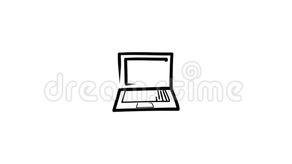 笔记本电脑和手绘信息图形动画视频的预览图