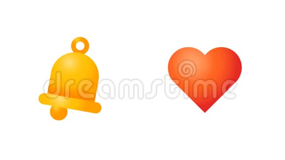 钟和心脏的图标动画社交网络阿尔法通道视频的预览图