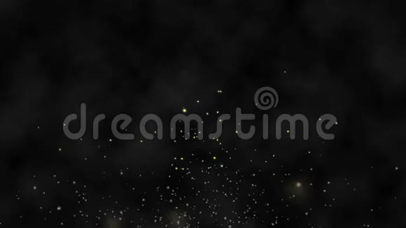4K黑色背景下颗粒金尘埃漂浮在空气中的运动抽象图形背景黄金运动视频的预览图