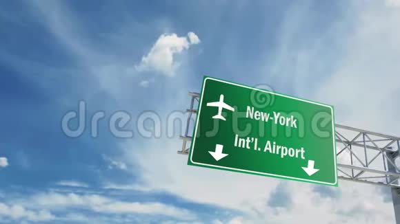 机场标志纽约飞机从头顶飞过视频的预览图