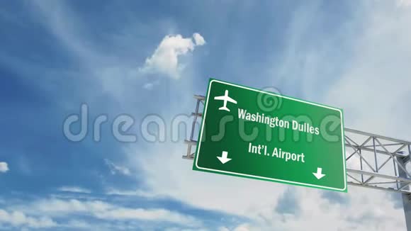 机场标志华盛顿的飞机飞过头顶视频的预览图