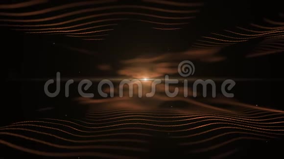 抽象背景黑色背景上橙色模仿声波光模糊的金色闪烁在视频的预览图