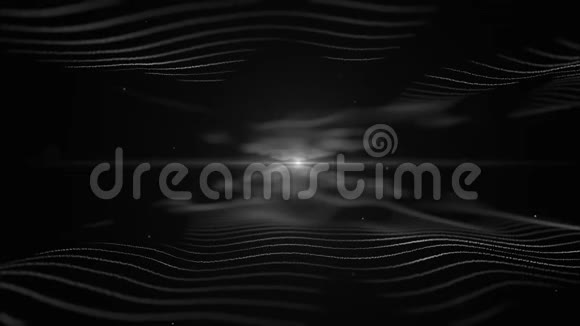 抽象背景白色模仿黑色背景下的声波光线模糊水晶白色闪烁视频的预览图