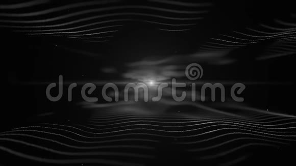 抽象背景白色模仿黑色背景下的声波光线模糊水晶白色闪烁视频的预览图