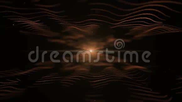 抽象背景黑色背景上橙色模仿声波光模糊的金色闪烁在视频的预览图