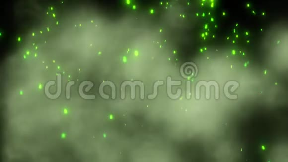 散发绿色火花和烟雾回路运动背景视频的预览图