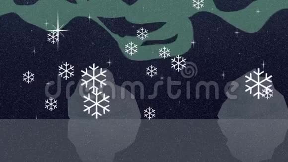 北极落雪和北极光的卡通风格视频的预览图