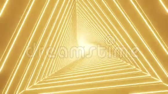 三角隧道在循环中旋转金色视频的预览图