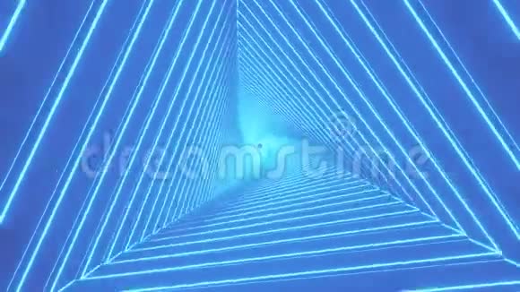 三角隧道在循环中旋转蓝色视频的预览图