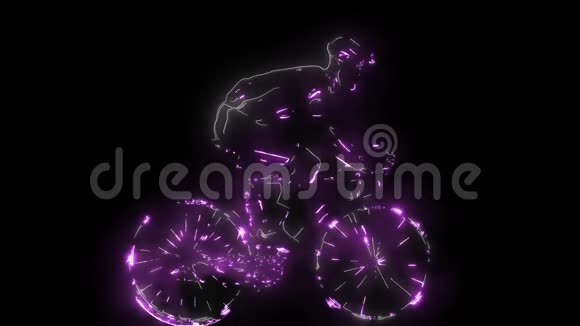骑自行车的男性数字动画剪影视频的预览图