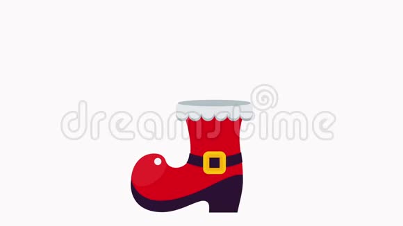 圣诞老人带礼物和树的红色靴子视频的预览图