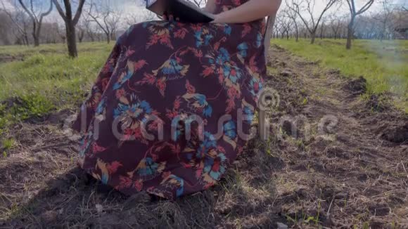 穿裙子的女人坐在克里斯春半视频的预览图
