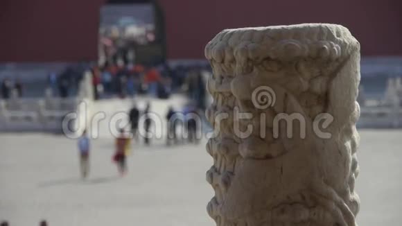 龙和云雕图腾在紫禁城中国皇家建筑视频的预览图