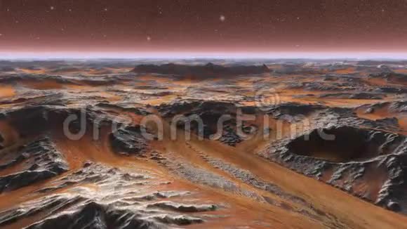 火星表面的全景景观真实的电影动画摄像机移动到火山口视频的预览图