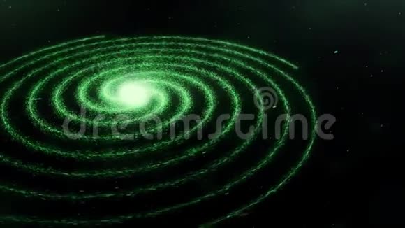 在黑色背景上有十亿颗恒星的空间中彩色螺旋星系旋转的美丽抽象视频的预览图