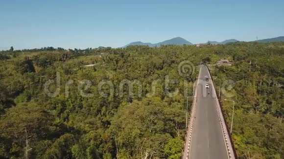 在丛林中跨越高山峡谷的桥印度尼西亚巴厘视频的预览图