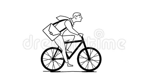 商人骑自行车的循环动画骑自行车在街上视频的预览图