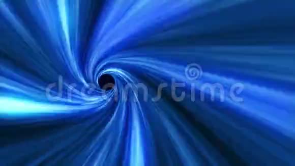 蓝色旋涡的抽象运动图形快速飞行穿越蓝色隧道黑洞抽象隧道到另一个维度视频的预览图