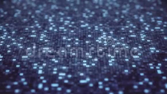 蓝色计算机屏幕上闪烁的符号循环三维动画视频的预览图