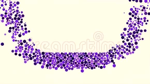 五颜六色的球体许多圆形粒子聚集在白色背景上的矩形形状动画紫色紫色视频的预览图