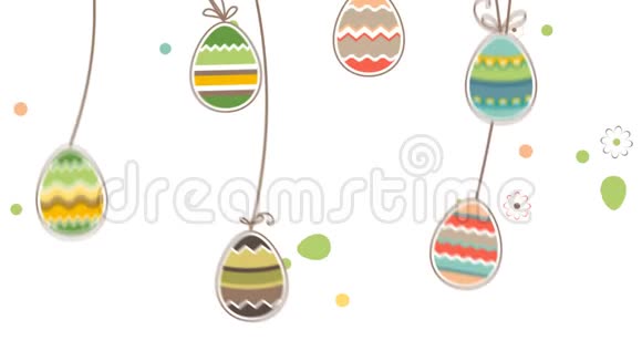 在阿尔法频道的绳动画中用鸟兔子和复活节彩蛋制作节日复活节快乐动画视频的预览图