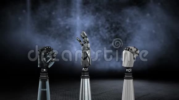 机器人的手和灰色模糊的背景视频的预览图