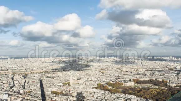 4KDCI鸟瞰时间推移巴黎城市巴黎法国视频的预览图