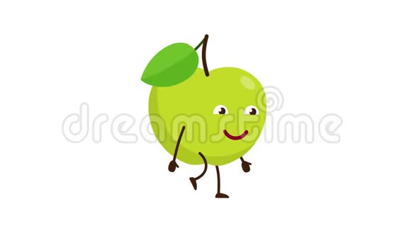 一个绿苹果一张滑稽的脸在走路视频的预览图