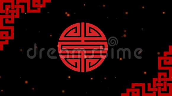 动画中国风格背景白色雪花和红色闪耀视频的预览图