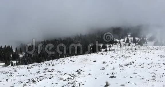 雪雾中的Vitosha山倾斜时间视频的预览图