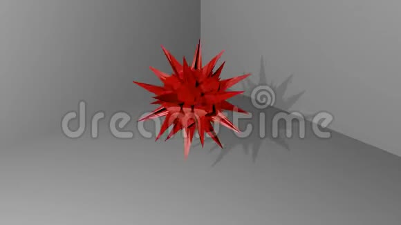 红色抽象空间物体带刺在空间中盘旋旋转缩放视频的预览图