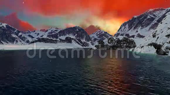 美丽的山日落冬山景观激励背景视频的预览图