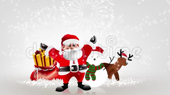 哥斯达黎加圣诞老人和雪人与礼品盒视频的预览图