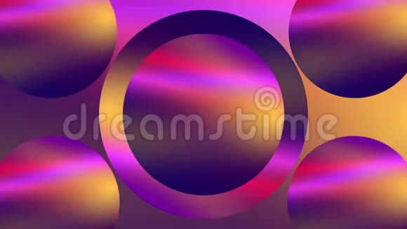带有多色梯度效果的闪光环和圆圈的三维渲染计算机生成的抽象背景视频的预览图