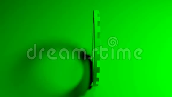 绿色前齿轮旋转在绿色背景3D渲染视频剪辑视频的预览图