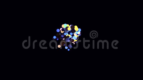 抽象出彩色泡泡在黑色背景上一圈一圈的飞舞无缝的循环动画许多明亮美丽的蝉视频的预览图