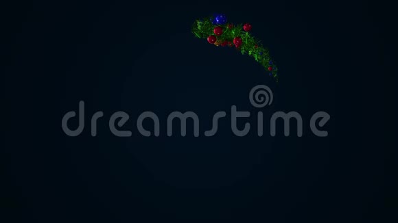 由不同大小的彩色闪亮球装饰的圣诞花环动画在圆圈里的圣诞树视频的预览图