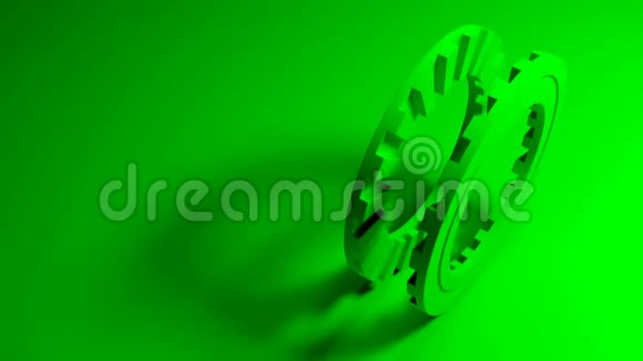 绿色背景下的绿色齿轮三维渲染视频剪辑视频的预览图