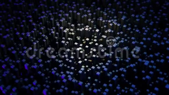 许多抽象的矩形块光学错觉现代计算机产生的三维背景动画很多蓝色的视频的预览图