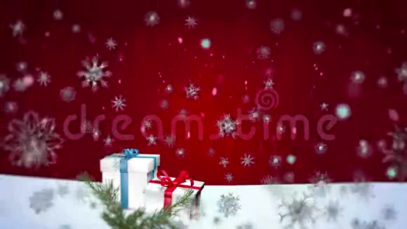 3D雪花飘落在圣诞背景2视频的预览图