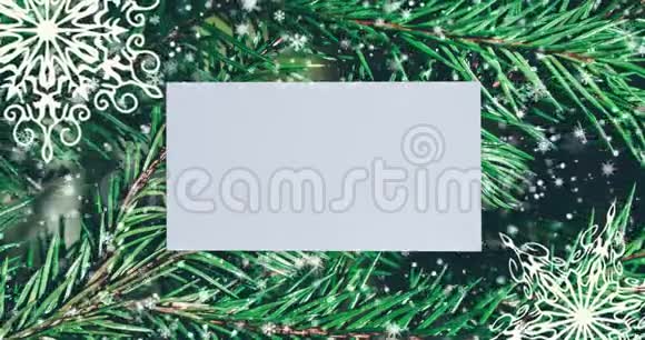 圣诞节背景有杉树枝和雪花顶部视图与字母和复制空间视频的预览图