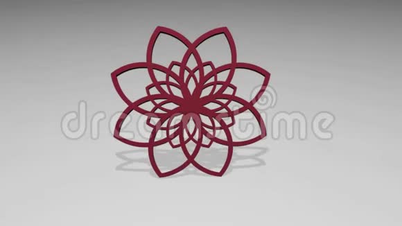 浅灰色背景上的3D红色花环几何标志型视频的预览图
