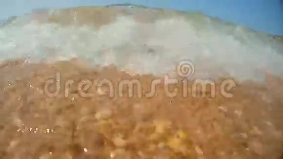 海浪在海边水下拍摄很多贝壳视频的预览图