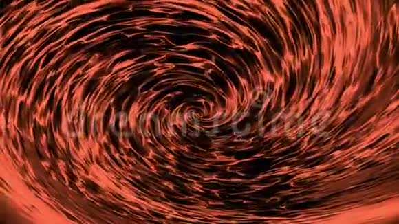 橙色液体物质的抽象旋涡无缝环动画波浪状的纹理在圆圈中流动视频的预览图