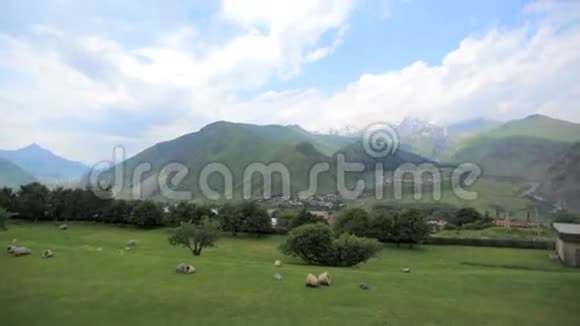 风景如画的山景格鲁吉亚高山中的果园视频的预览图