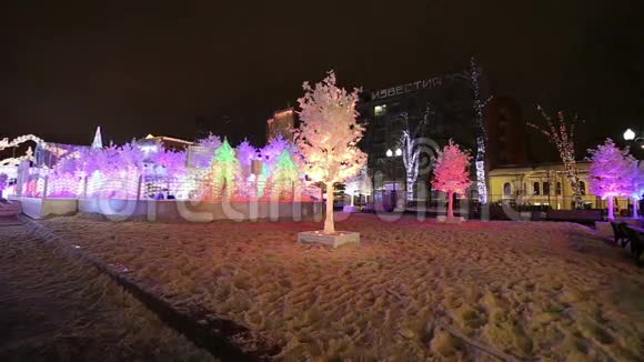 莫斯科圣诞夜普希金广场音乐节音乐森林俄罗斯圣诞之旅视频的预览图