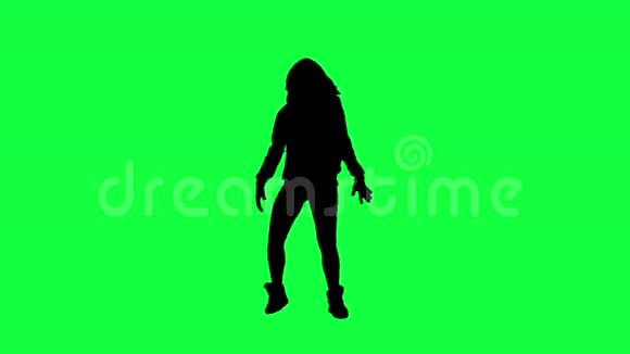 舞者在绿色背景下的剪影视频的预览图