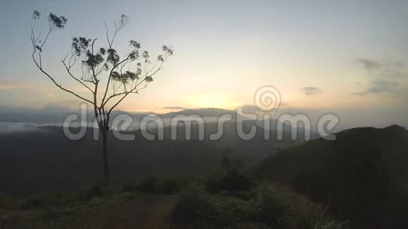 神奇的太阳在斯里兰卡埃拉峰升起的时间视频的预览图