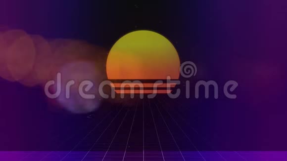 海滩日落紫色背景的前景上有谨慎的气泡视频的预览图