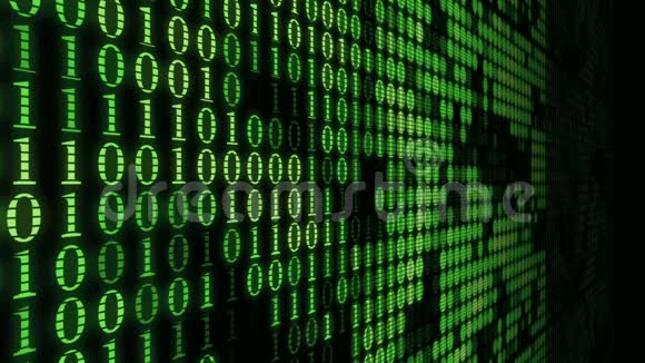数字墙绿色矩阵机器代码闪烁计算机进程背景视频的预览图